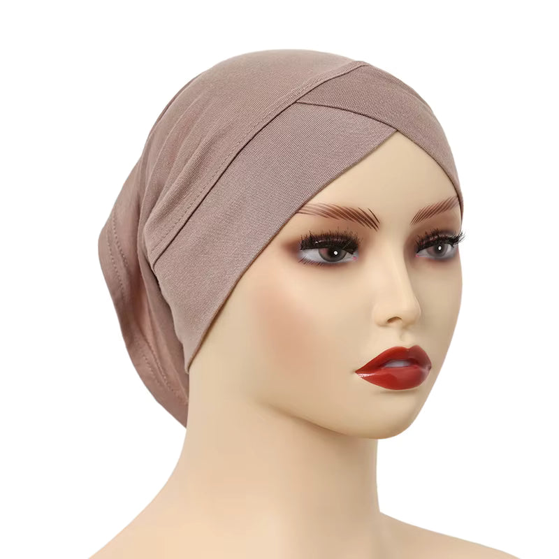 crossed underscarf in chocalate brown