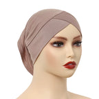 crossed underscarf in chocalate brown