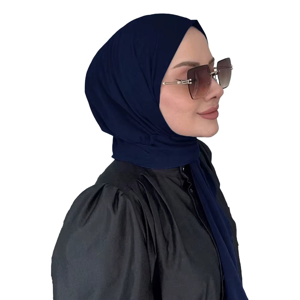 Instant hijab zijaanzicht marineblauw