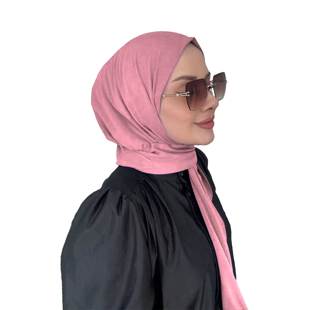 Instant hijab zijaanzicht oud roze