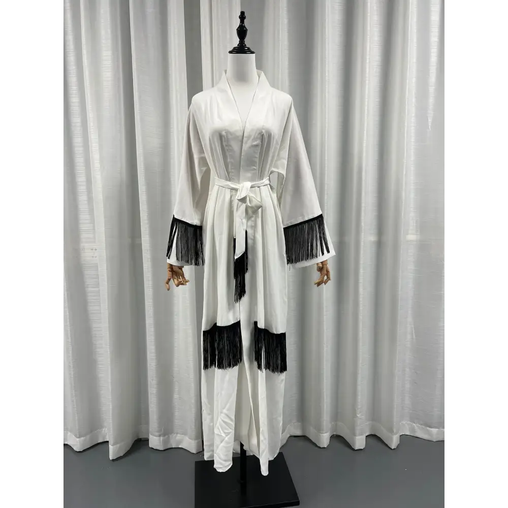 Arabische Dubai-stijl abaya-jurk – effen, met kwastdetail - BRO Webshop