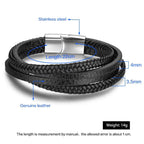 Bracelets & Bangles Men Stainless Steel Leather Bracelets Braided Rope Magnetic Clasp Male Bangles Jewelry New - BRO Webshop