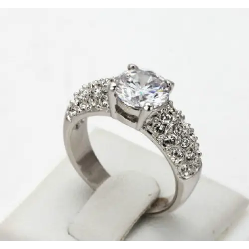 Buying hot jewelery exquisite jewelry luxury three rows of high-grade zircon rose gold engagement ring wholesale - BRO Webshop