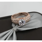 Buying hot jewelery exquisite jewelry luxury three rows of high-grade zircon rose gold engagement ring wholesale - BRO Webshop