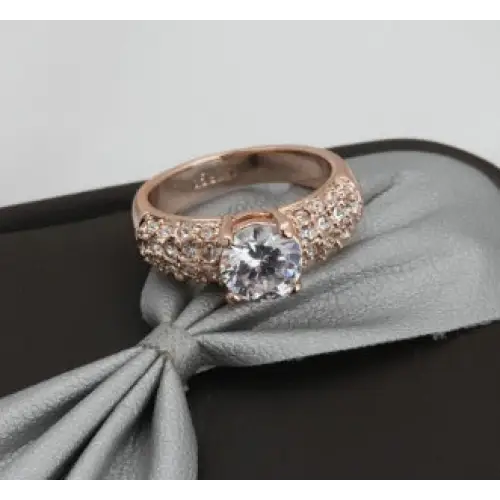 Buying hot jewelery exquisite jewelry luxury three rows of high-grade zircon rose gold engagement ring wholesale - BRO Webshop