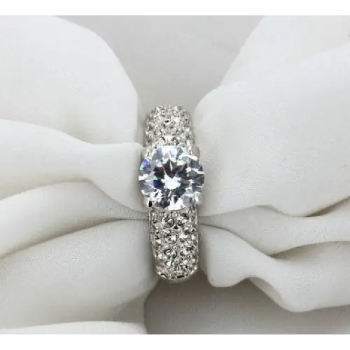 Buying hot jewelery exquisite jewelry luxury three rows of high-grade zircon rose gold engagement ring wholesale - BRO Webshop