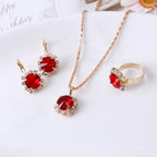 Europe and America fashion round crystal necklace earrings ring set hot jewelry jewelry wholesale jewelry wholesale - BRO Webshop