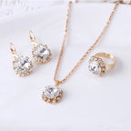 Europe and America fashion round crystal necklace earrings ring set hot jewelry jewelry wholesale jewelry wholesale - BRO Webshop