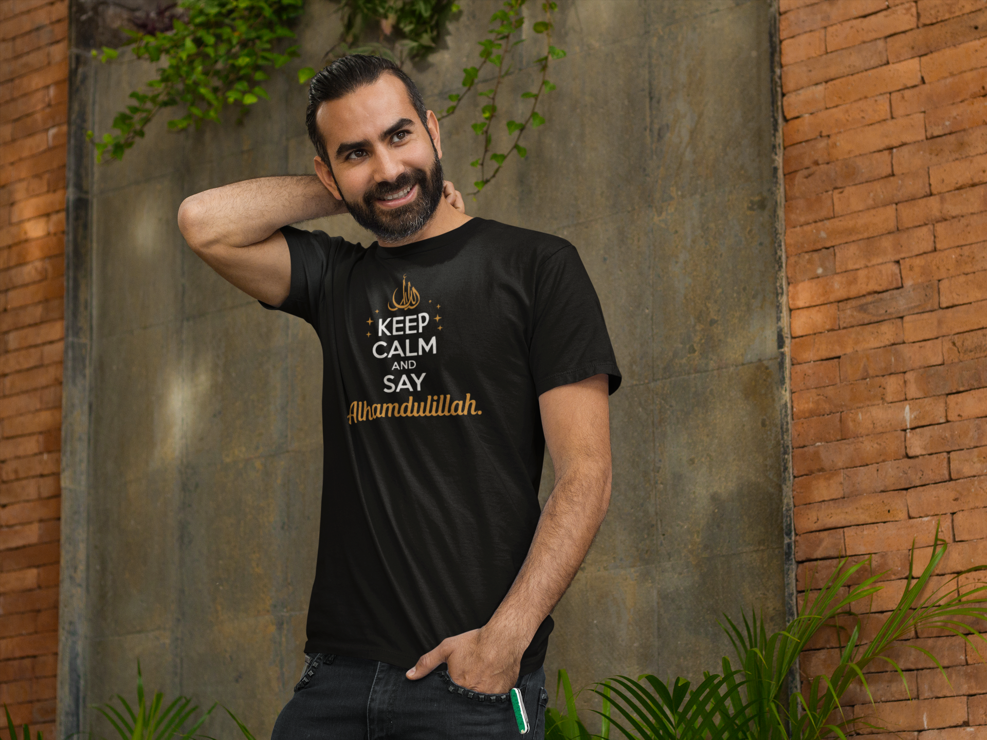 Premium 'Keep Calm' T-shirt voor moslimmannen - BRO Webshop