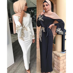 Elegante geborduurde jurk – lange mouwen & ronde hals - BRO Webshop