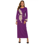 Elegante geborduurde jurk – lange mouwen & ronde hals - BRO Webshop