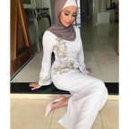 Elegante geborduurde jurk – lange mouwen & ronde hals - BRO Webshop