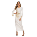 Elegante geborduurde jurk – lange mouwen & ronde hals - BRO Webshop