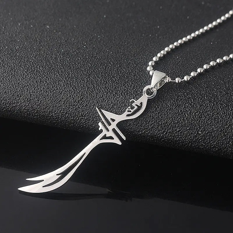 Muslim Imam Ali Sword Necklace Stainless Steel Pendant Necklace Religious Jewelry Gift - BRO Webshop