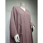 Gestreepte abaya-cardigan met vleermuismouwen (licht koffiekleur) - BRO Webshop
