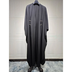 Gestreepte abaya-cardigan met vleermuismouwen (licht koffiekleur) - BRO Webshop