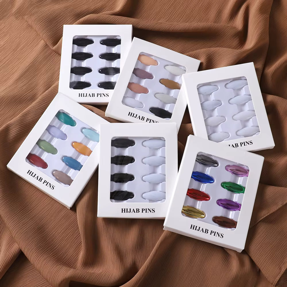 Premium Hijab Spelden Set - 8 Stuks Ovaal Neutrale Mix