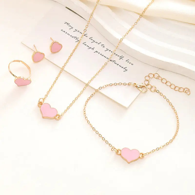 Simple Love Jewelry Women's Fashion Necklace Suit Heart Jewelry Set Gift For Her Fashion Party Jewelry - BRO Webshop