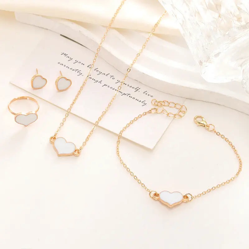 Simple Love Jewelry Women's Fashion Necklace Suit Heart Jewelry Set Gift For Her Fashion Party Jewelry - BRO Webshop