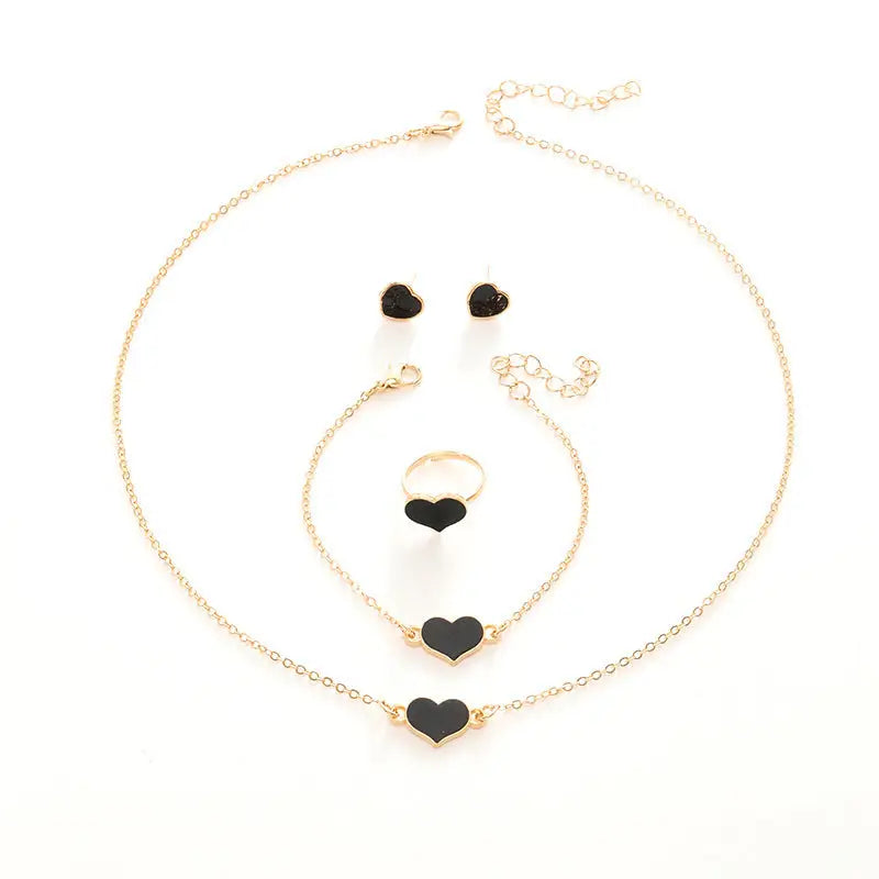 Simple Love Jewelry Women's Fashion Necklace Suit Heart Jewelry Set Gift For Her Fashion Party Jewelry - BRO Webshop