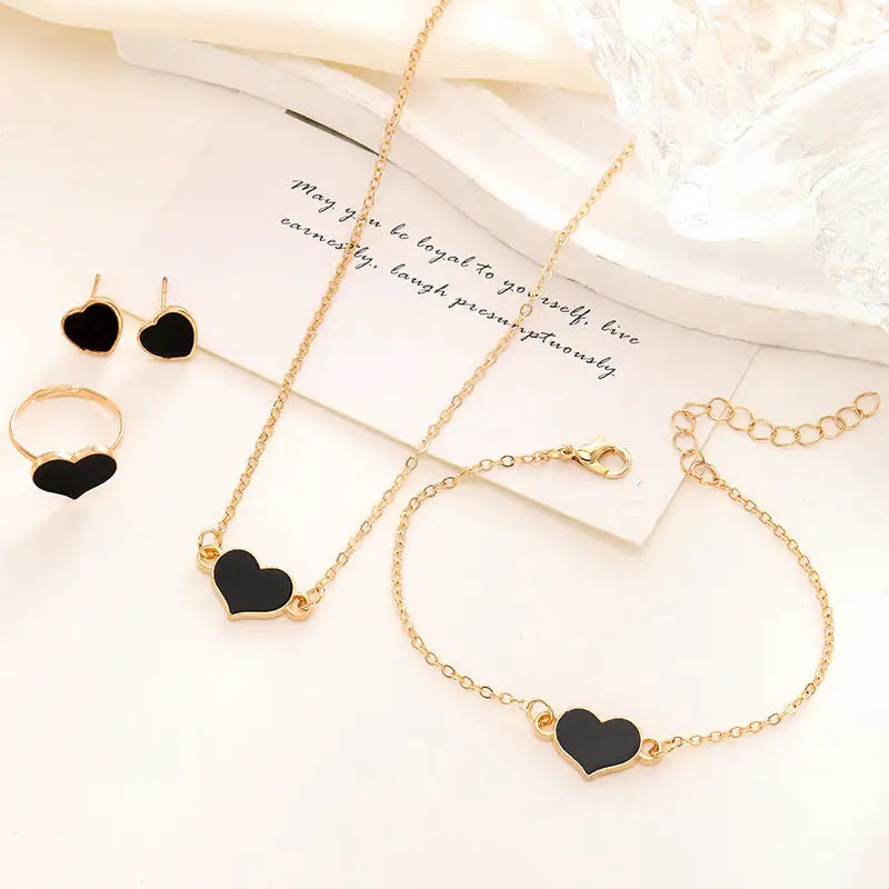 Simple Love Jewelry Women's Fashion Necklace Suit Heart Jewelry Set Gift For Her Fashion Party Jewelry - BRO Webshop