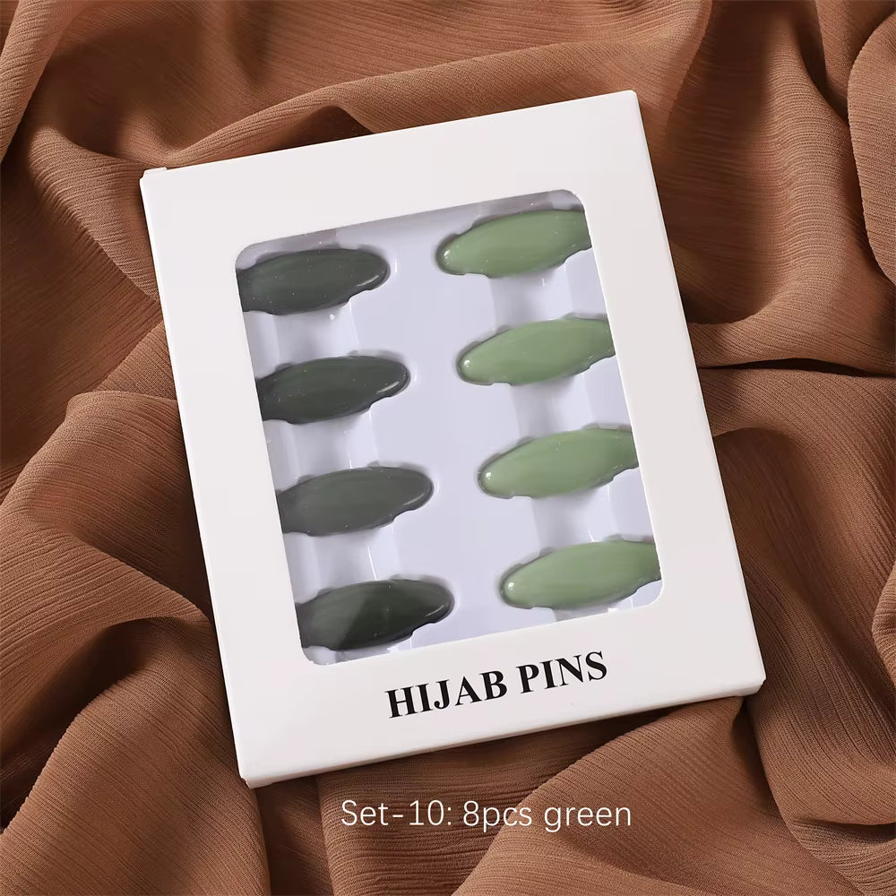 Premium Hijab Spelden Set - 8 Stuks Ovaal Neutrale Mix