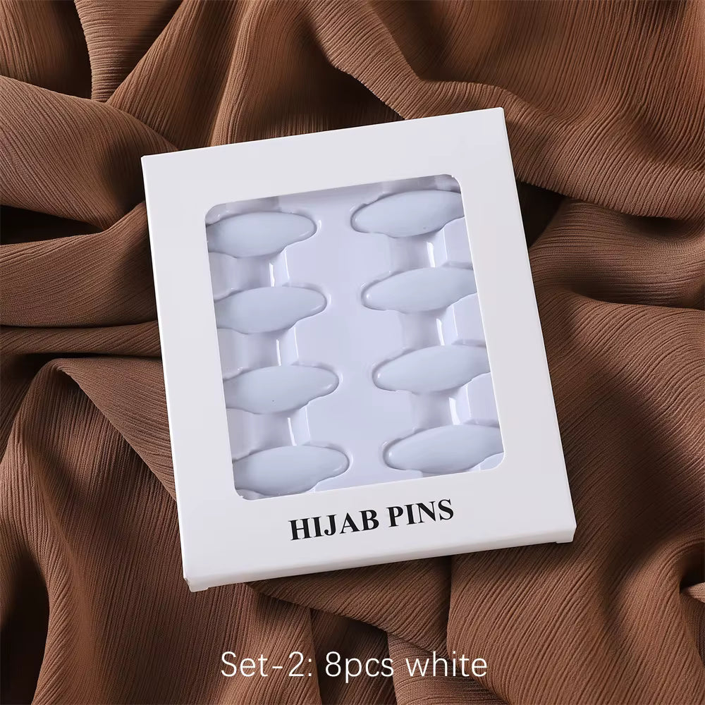 Premium Hijab Spelden Set - 8 Stuks Ovaal Neutrale Mix