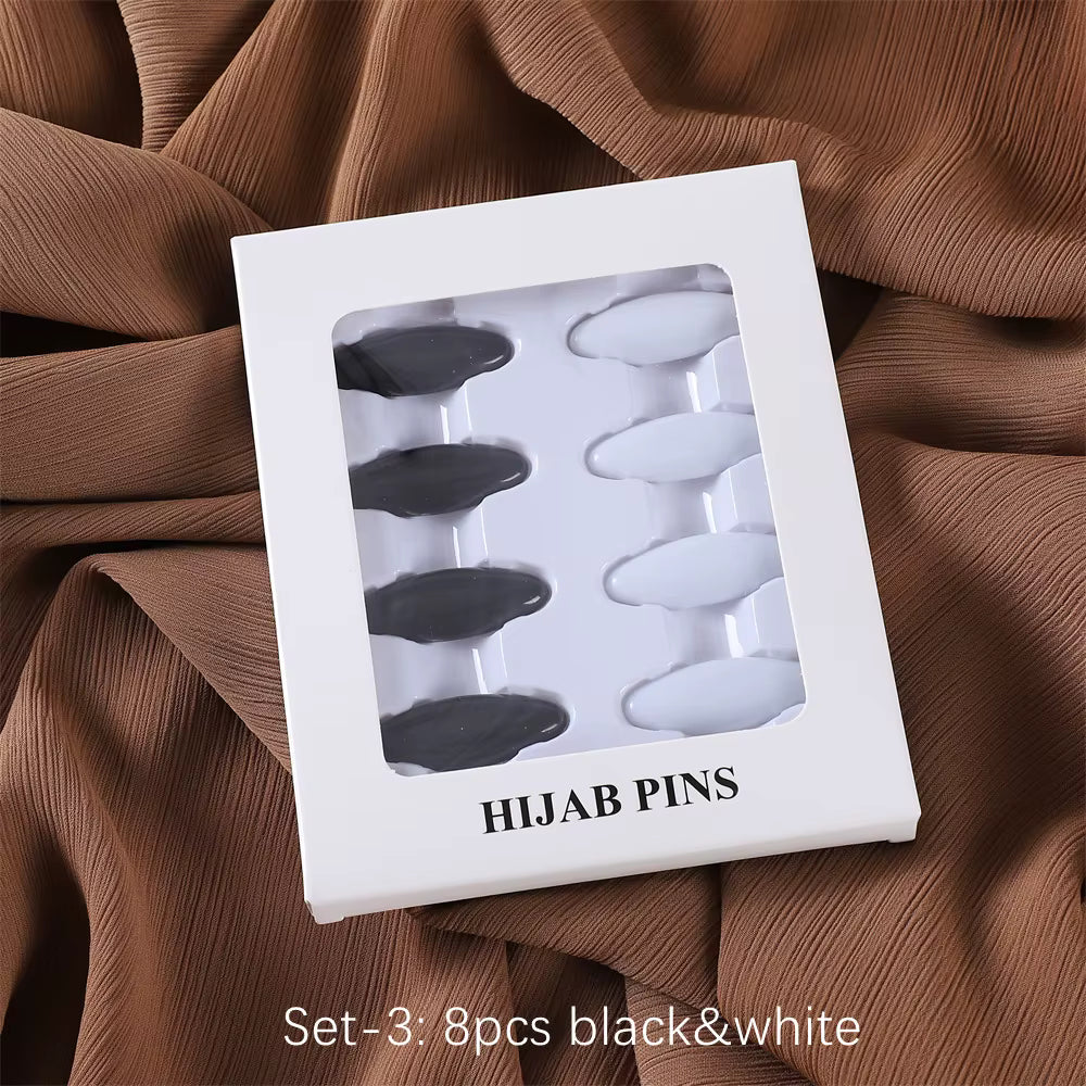 Premium Hijab Spelden Set - 8 Stuks Ovaal Neutrale Mix