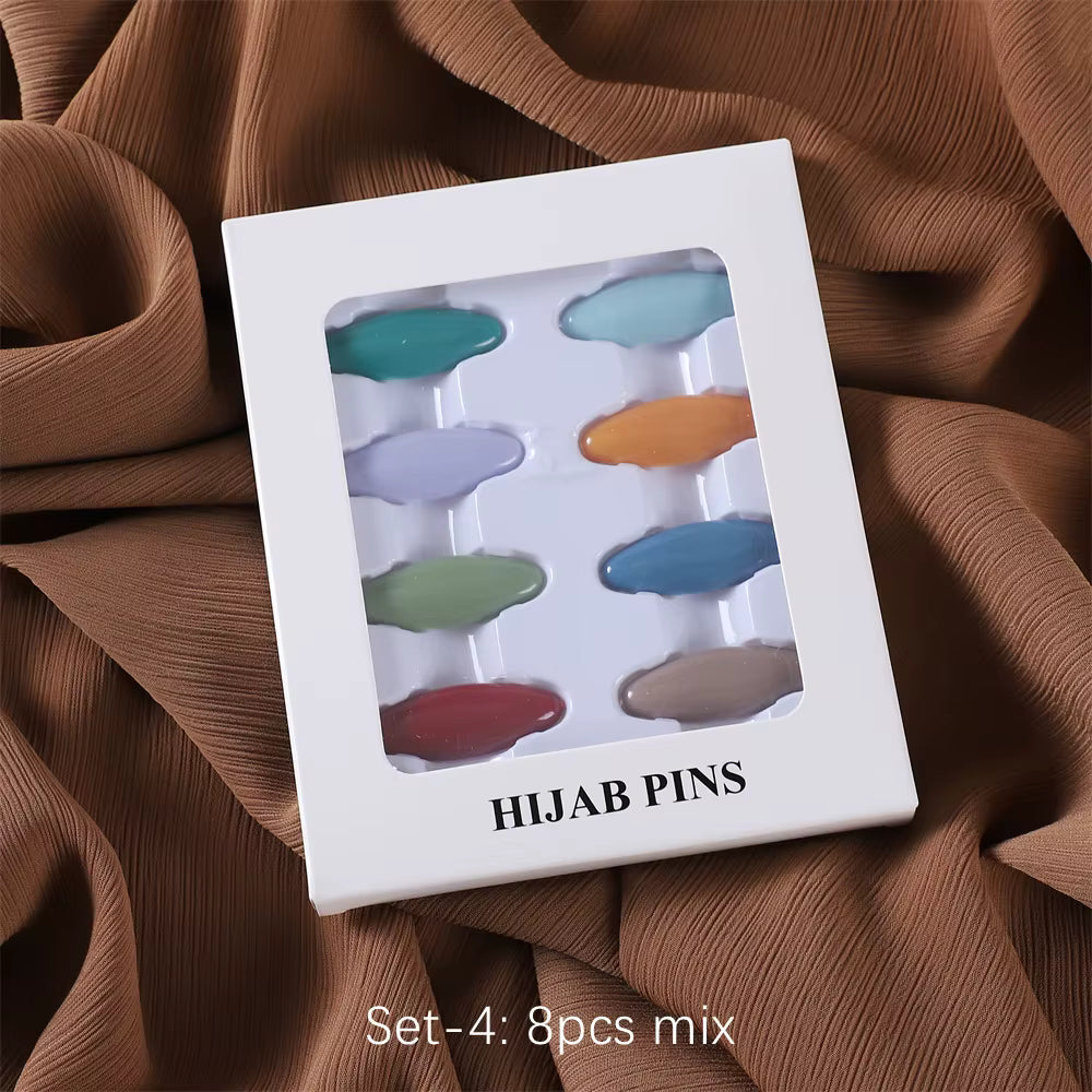 Premium Hijab Spelden Set - 8 Stuks Ovaal Neutrale Mix