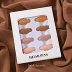 Premium Hijab Spelden Set - 8 Stuks Ovaal Neutrale Mix