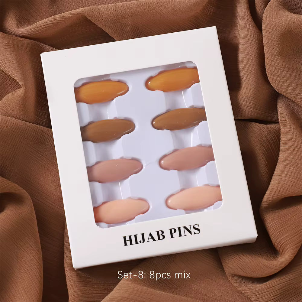 Premium Hijab Spelden Set - 8 Stuks Ovaal Neutrale Mix