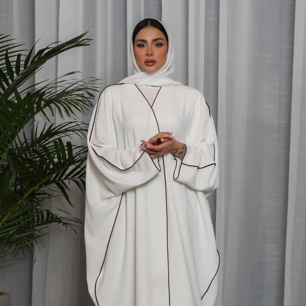 Witte patchwork abaya voor dames (grote maten) - BRO Webshop