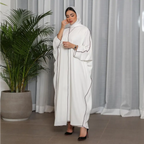 Witte patchwork abaya voor dames (grote maten) - BRO Webshop