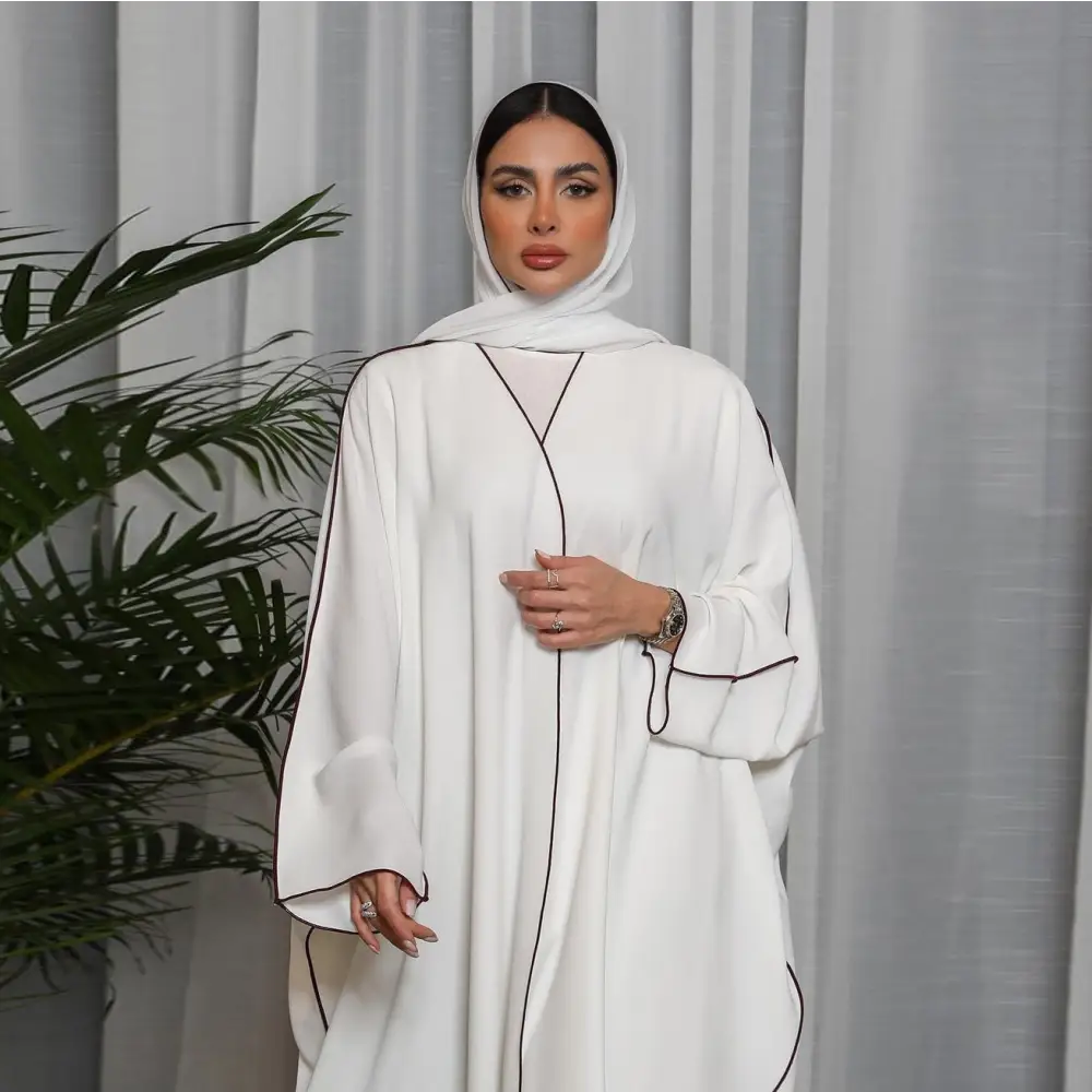 Witte patchwork abaya voor dames (grote maten) - BRO Webshop